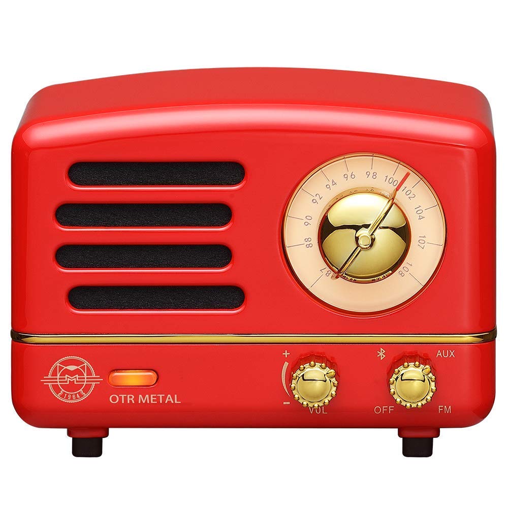 Vintage Retro Bluetooth Speaker - MUZEN OTR Metal Wireless FM/AUX Radio with Classic Design | Portable Loud Speaker for Home, Office, Kitchen, Party, Travel & Outdoor Use (Red) | Perfect for Vintage Decor, Backyard BBQs and Road Trips