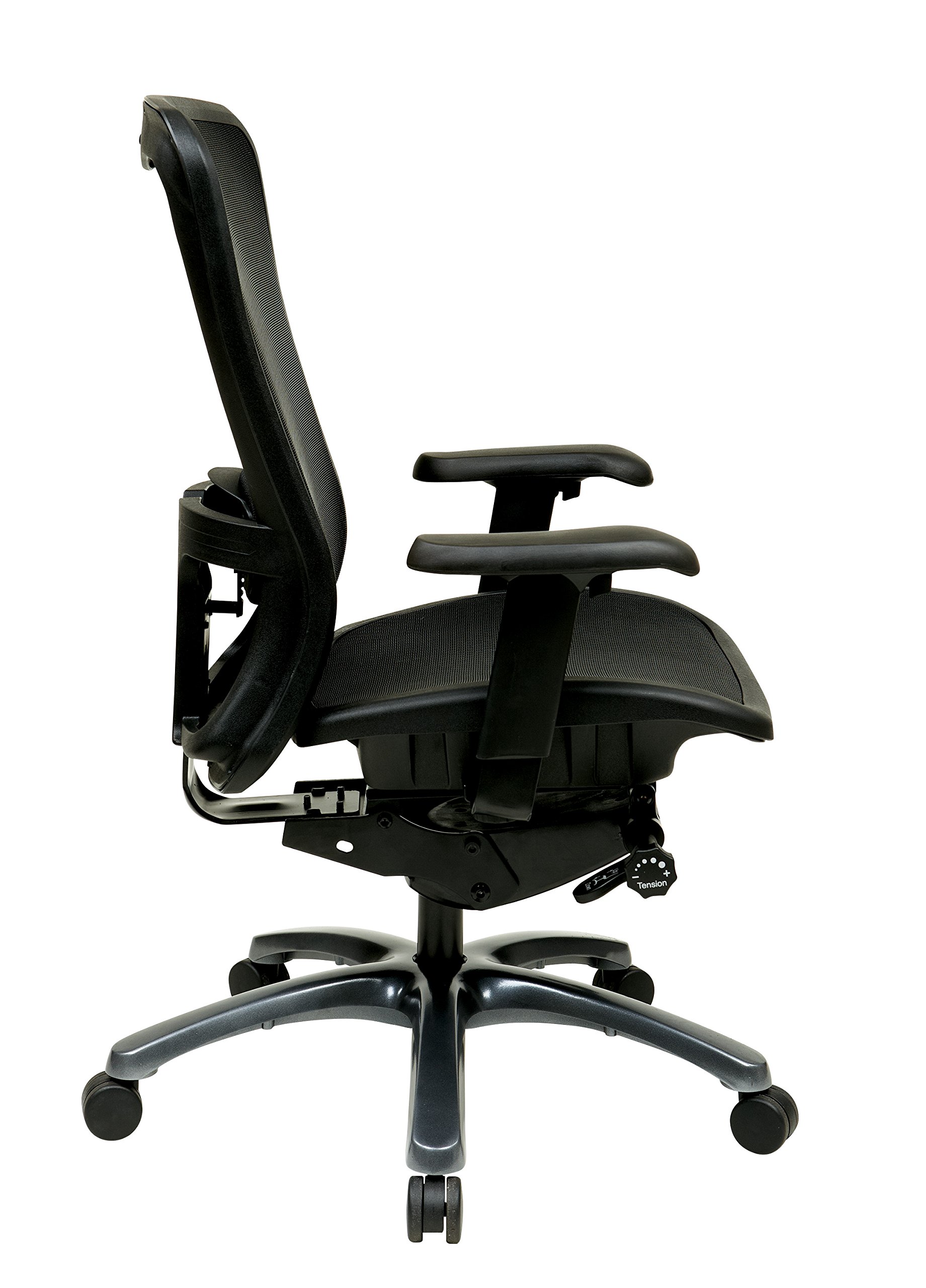 Office Star ProGrid High Back Breathable Mesh Office Chair with Adjustable Lumbar Support - Ergonomic Manager's Task Chair for Home & Business Use - Black