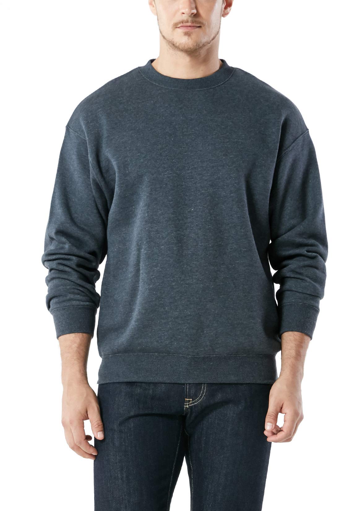 TSLA Men's Fleece Crewneck Sweatshirt - Soft Cotton Blend Thermal Pullover for Winter, Lightweight Workout Shirt - Perfect for Gym, Outdoor Activities & Casual Wear