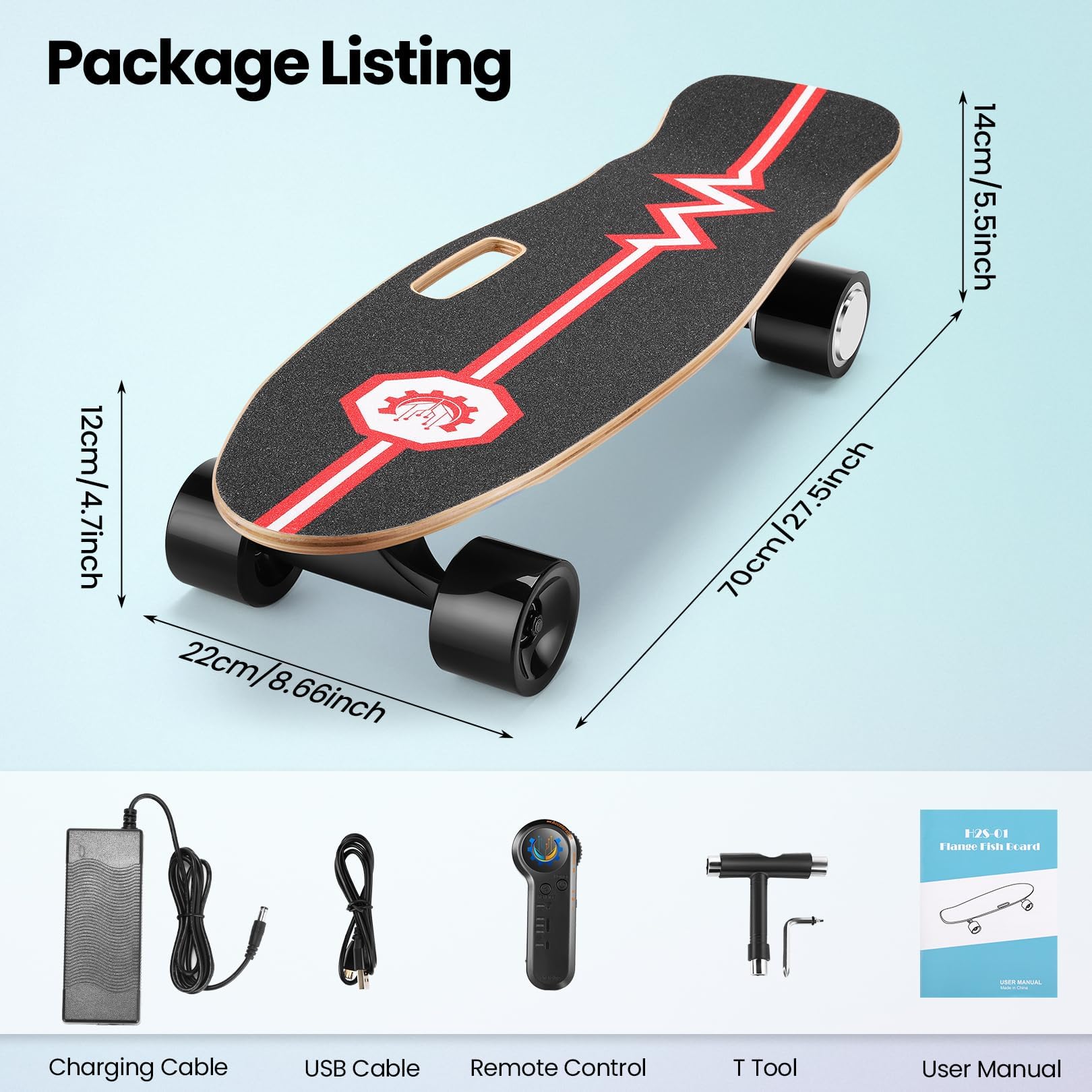 Caroma 350W Electric Skateboard with Remote Control - 12.4 MPH Top Speed, 7-Layer Maple Deck, Portable Longboard for Commuting & Fun - Built-in Smart BMS - Perfect for Teens & Adults - Ideal for Campus, Park Rides & Urban Transportation
