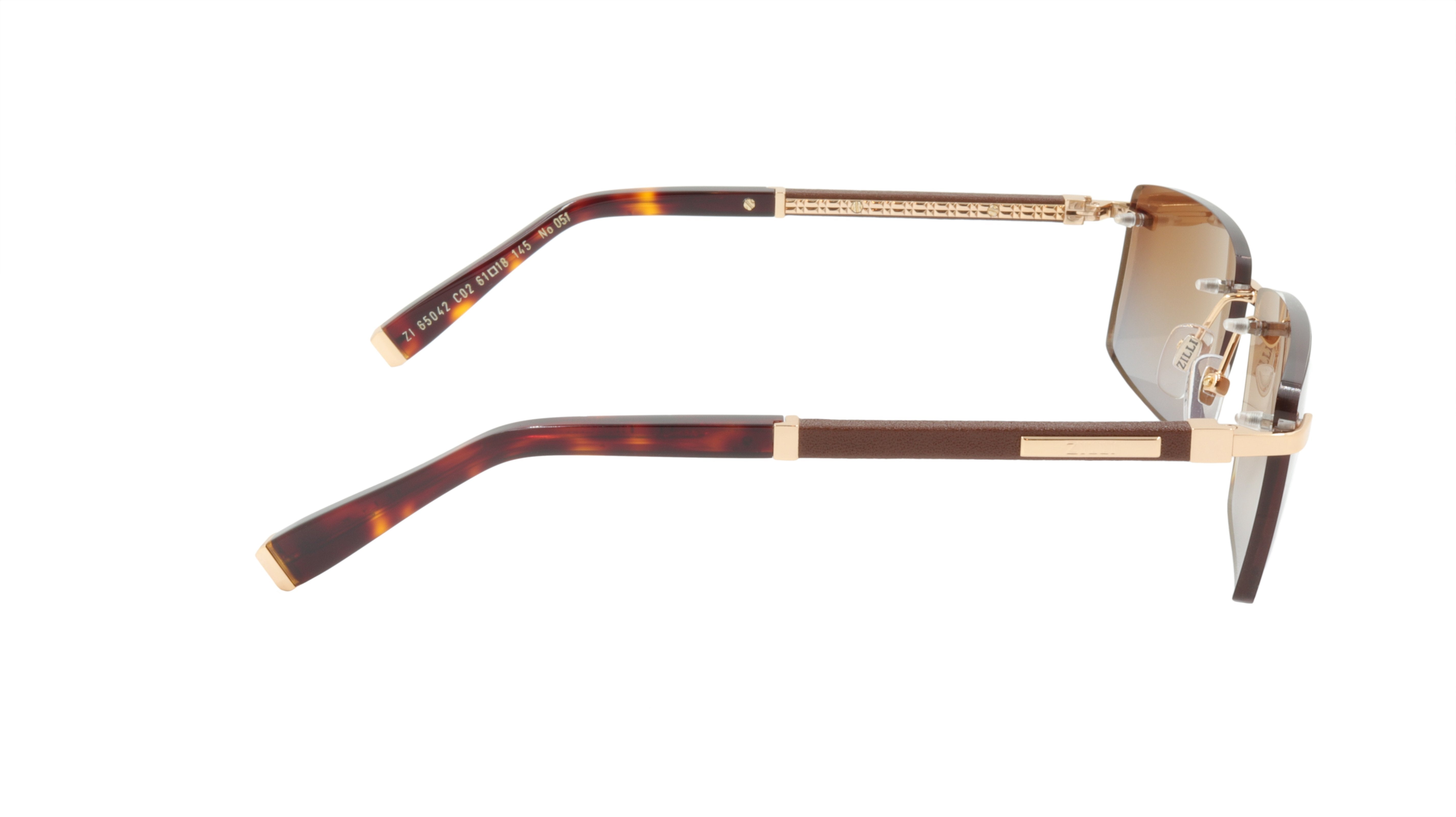 ZILLI Luxury Sunglasses - Titanium & Acetate Frame with Genuine Leather Details | Handmade in France | Gradient Lens ZI 65042 C02 | Perfect for Driving, Travel & Fashion Accessories