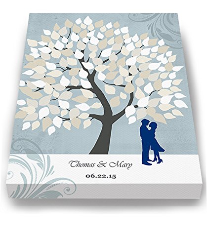 Custom Couple's Romance Tree Canvas Wall Art - Personalized with Names & Date - 20