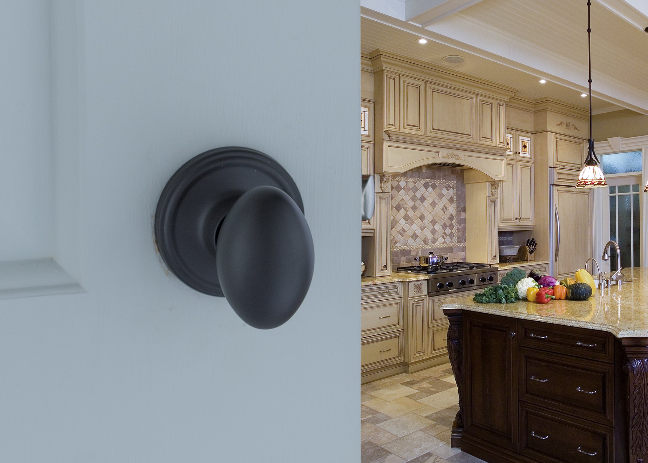 Copper Creek EK2020BC Black Egg Door Knob - 1 Pack Passage Function Interior Door Handle for Bedroom, Bathroom & Closet - Durable & Stylish Home Hardware