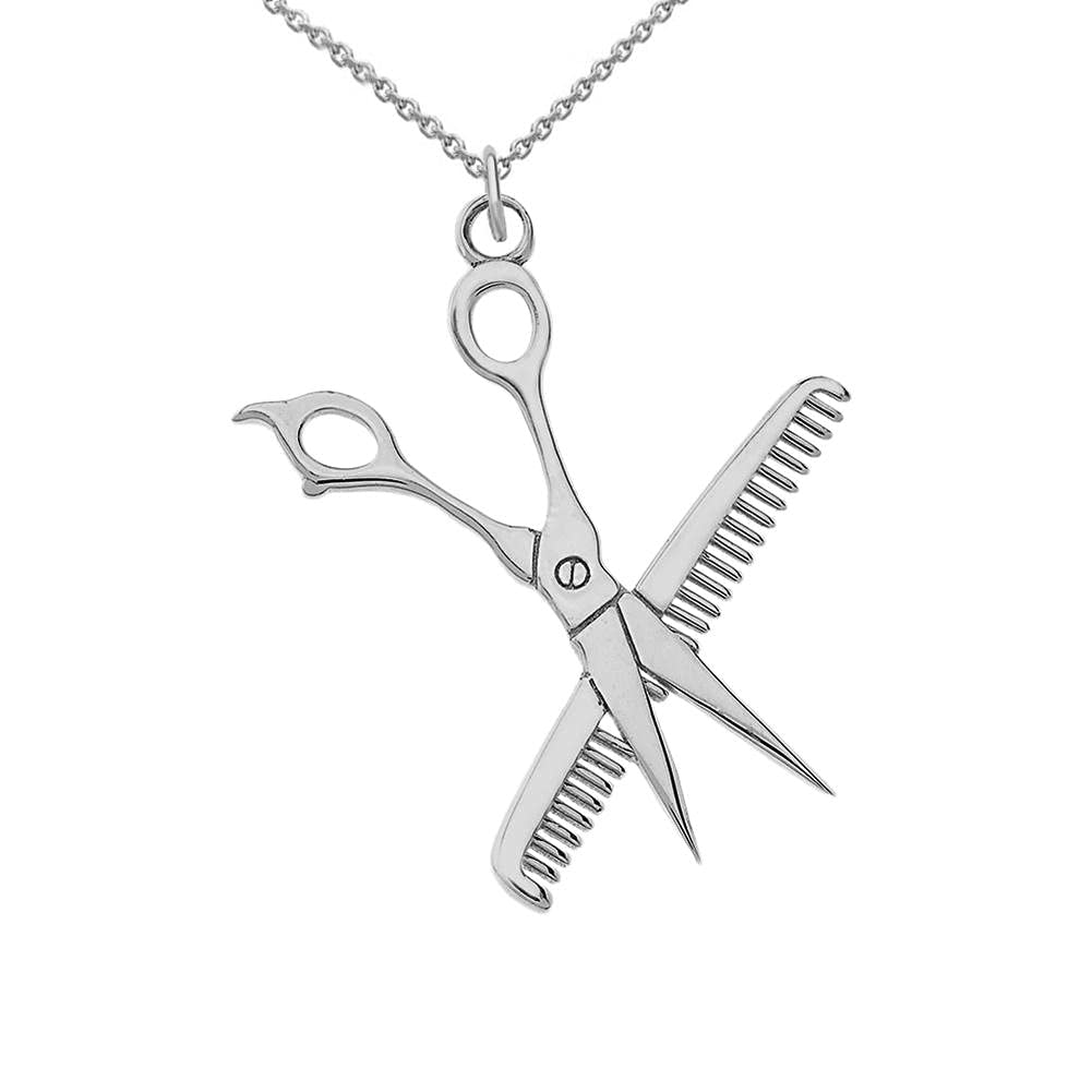 Solid Sterling Silver Hair Stylist Charm Pendant Necklace for Women - Perfect Gift for Hairstylists, Barbers & Beauty Professionals | Salon Accessories & Jewelry
