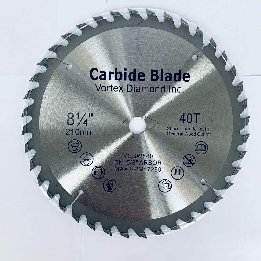 (10 Pack) VORTEX DIAMOND VWB 8-1/4 Inch 40 Teeth TCT Circular Saw Blades for Hardwood & Softwood - Premium General Purpose Cutting Discs - Perfect for Table Saws, Miter Saws & Circular Saws (8.25 Inch 40T)