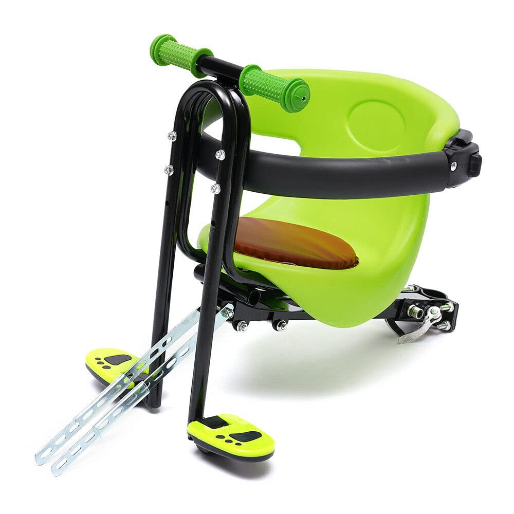 GMSLuu Front Mount Baby Bike Seat with Handrail & Pedals - Foldable, Portable Child Bicycle Seat for Adults - Perfect for Family Cycling, Commuting & Outdoor Adventures