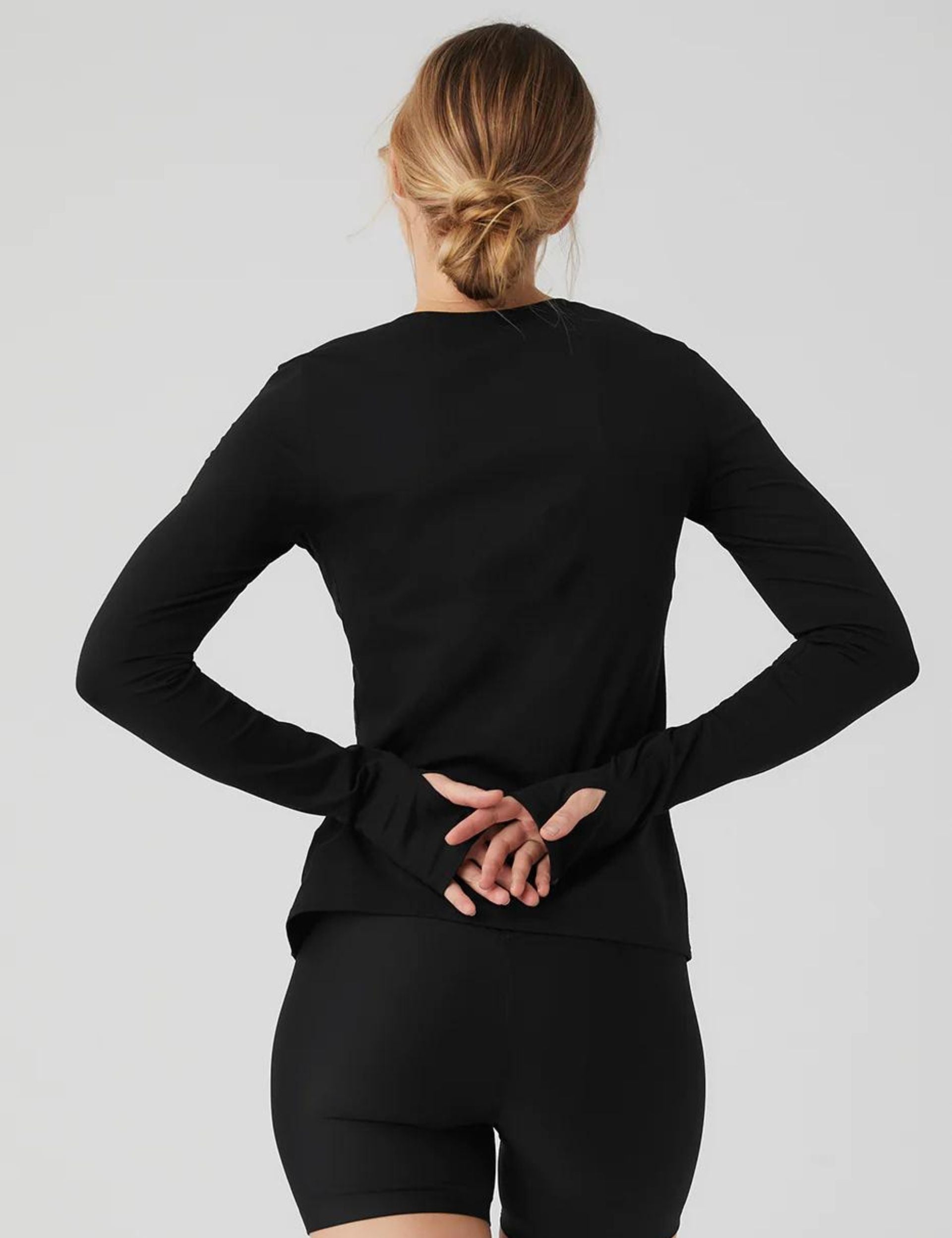 Alosoft Finesse Women's Long Sleeve Shirt - Soft Stretch Comfortable Blouse for Work & Casual Wear - Black