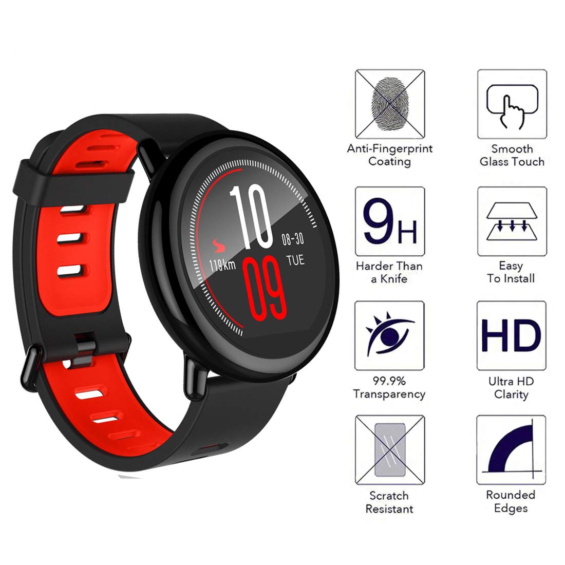 Amazfit Pace Screen Protector 3 Pack - 9H Tempered Glass for Sports & Work