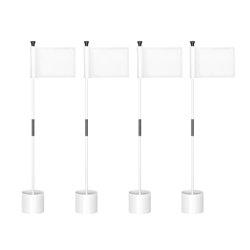 White Pole w/ Blank White Flag 4-Pack