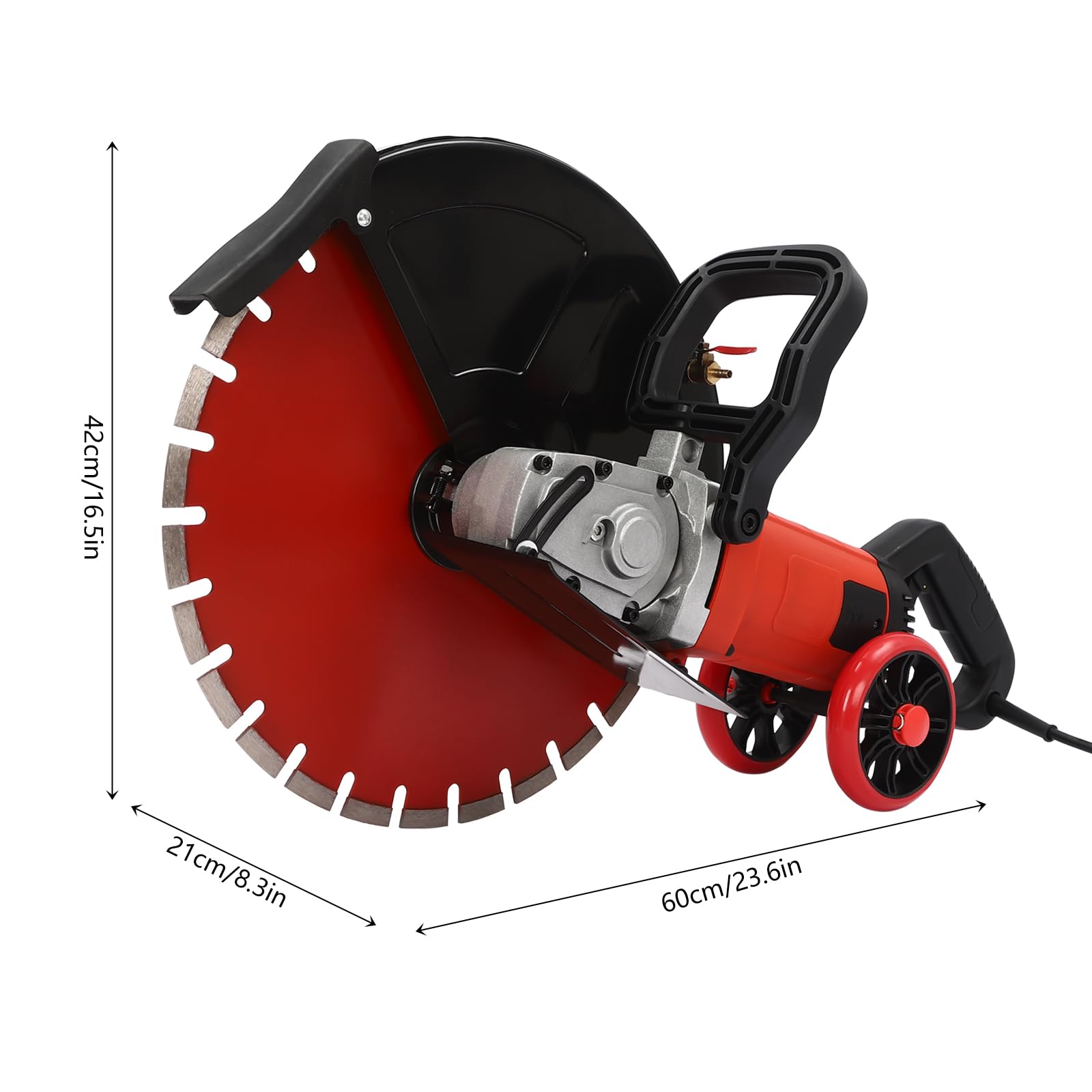 4000W Electric Concrete Saw with Water Fed Dust Suppression - 3000rpm Masonry Circular Saw for Cutting Stone & Granite (16in Blade) - Includes Saw Blade & Rolling Pulley - Ideal for Construction, Renovation & DIY Projects