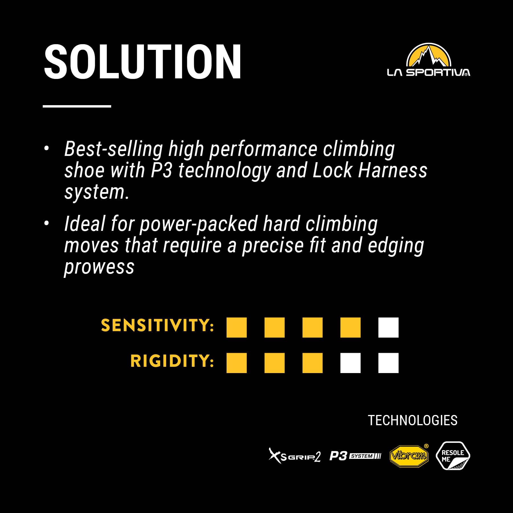 La Sportiva Solution Men's Rock Climbing Shoes - Lightweight & Sticky Rubber for Indoor/Outdoor Climbing, Bouldering & Sport Routes