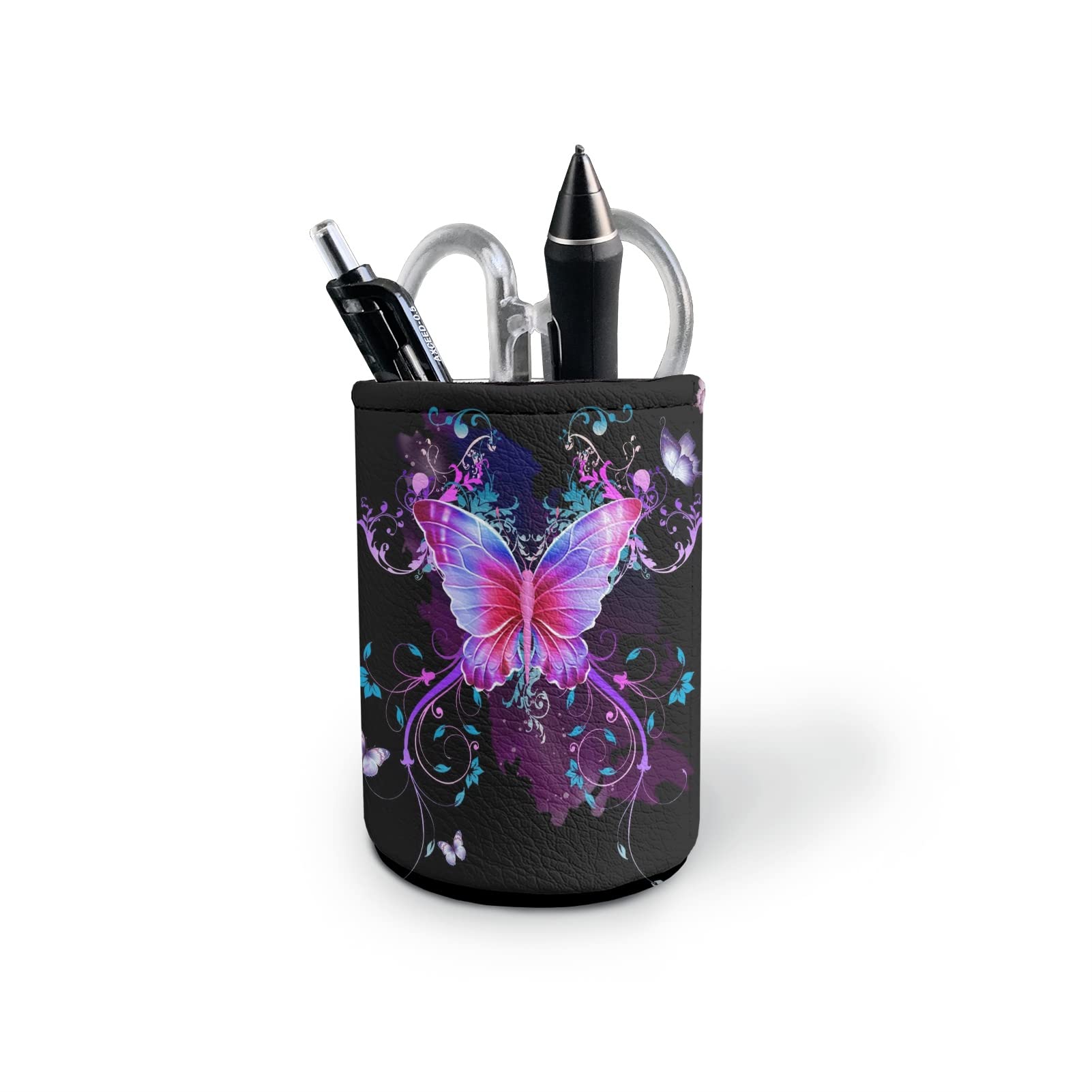 Cute Purple Butterfly Pen Holder & Makeup Brush Cup - Elegant Desk Organizer for Women, Office & Vanity Supplies, Perfect for Home, Office, and Beauty Station Decor