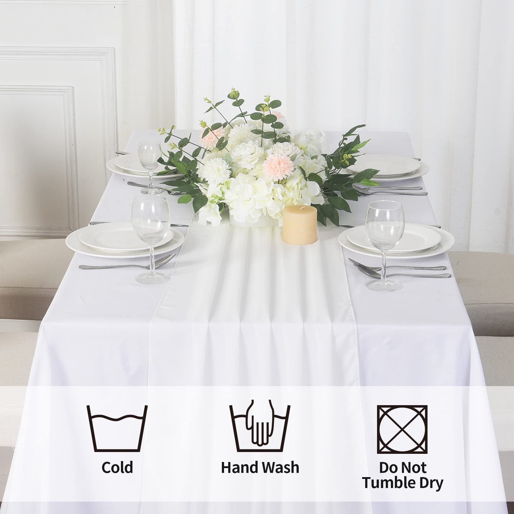 12 Pack Ivory Chiffon Table Runners 10ft Long Sheer Tulle Table Runners 29x120 Inches - Elegant Wedding Table Decorations for Reception, Banquet, and Party Decor