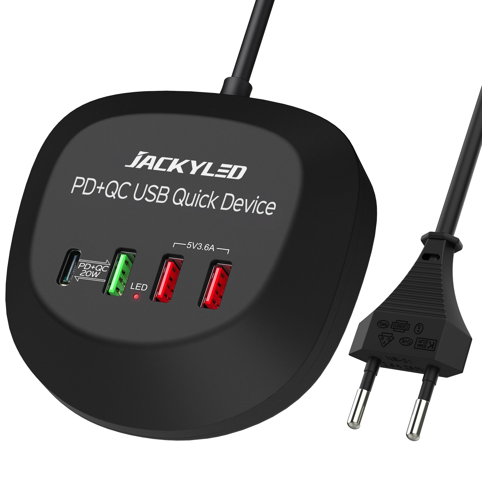 Fast USB Charger Hub 4-Port QC 3.0 - for iPhone iPad Galaxy - Home Office Travel