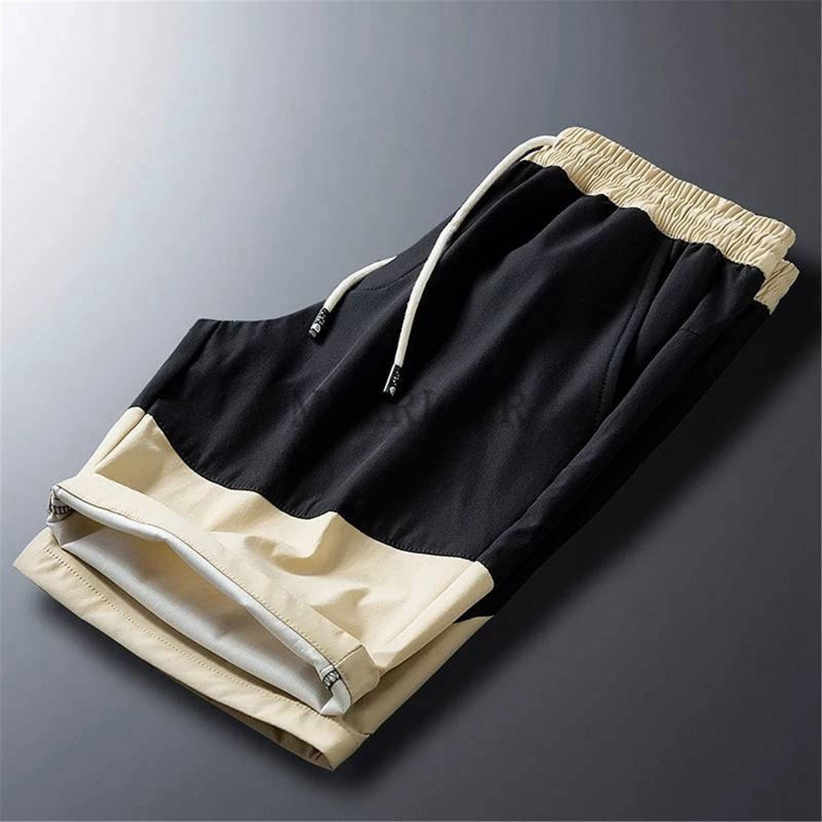 Men's Summer Patchwork Sports Shorts - Elastic Waist Streetwear & Skateboard Shorts - Large Size - Perfect for Casual Wear, Gym, and Outdoor Activities