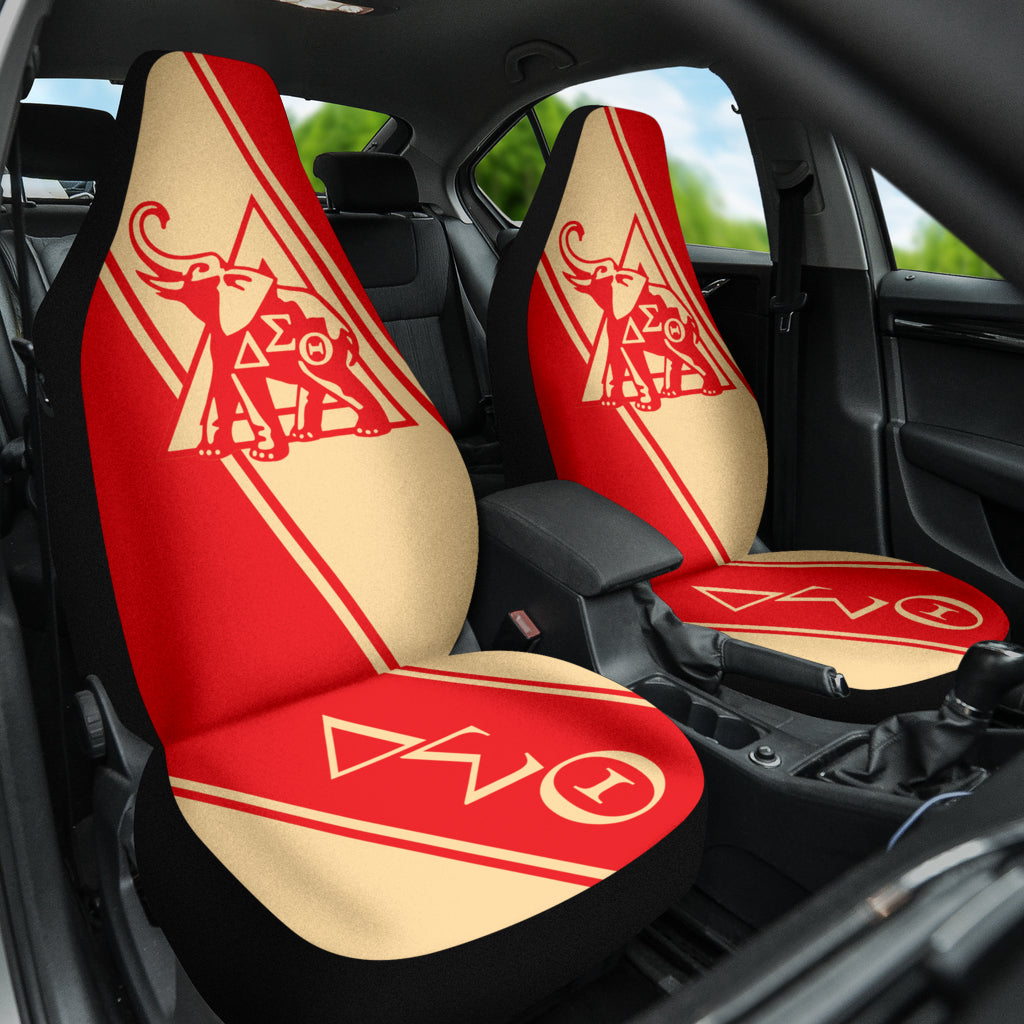 African Delta Sigma Theta Elephant Logo Car Seat Covers - Premium Custom Fit Auto Seat Protectors for Cars, SUVs & Trucks | Durable & Stylish for Sorority Sisters, College Students & Alumni Events