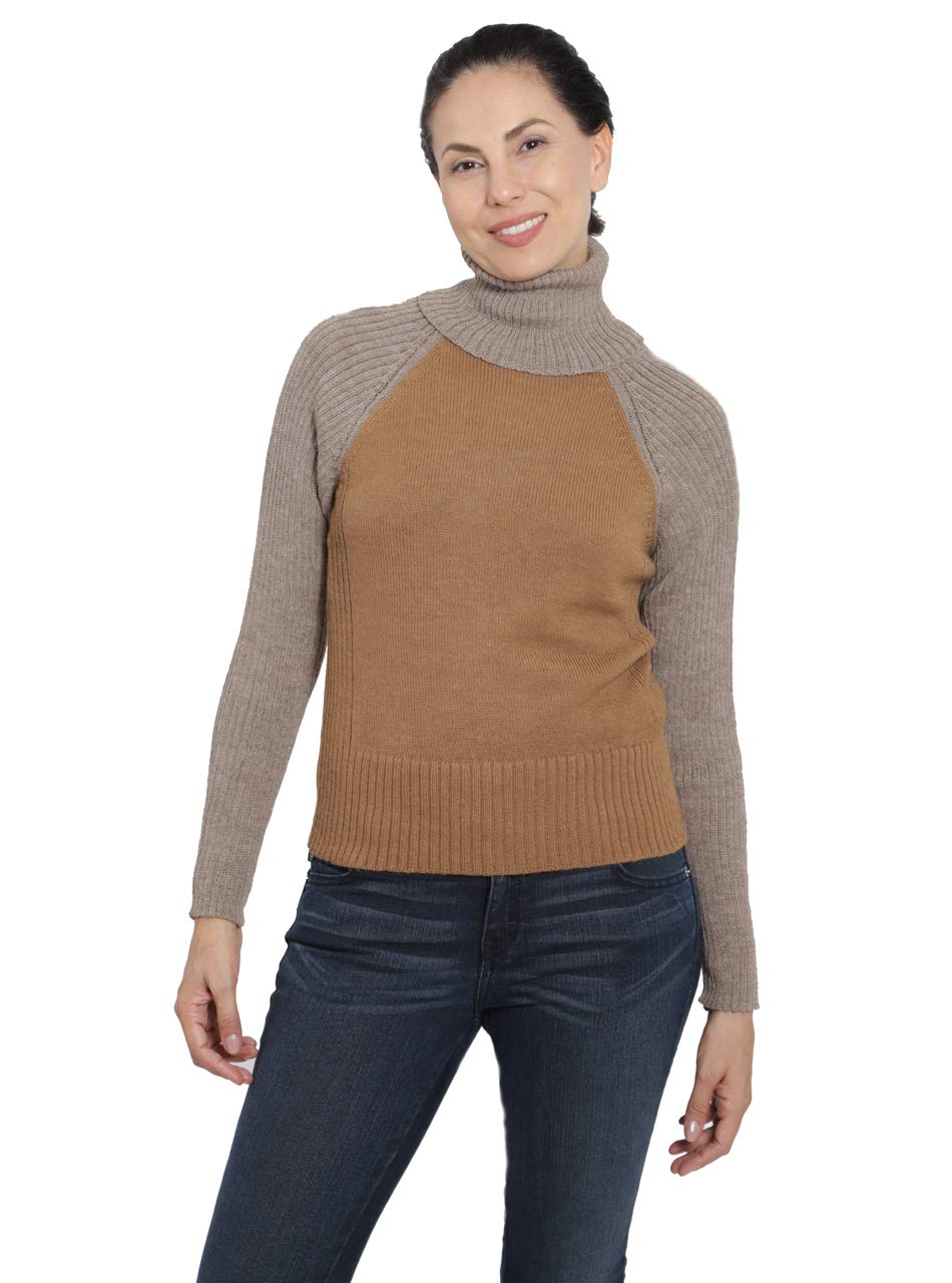 Inca Fashions Audrey Cropped Baby Alpaca Turtleneck Sweater for Women | Soft Warm Winter Pullover | Perfect for Office, Date Night & Casual Outings