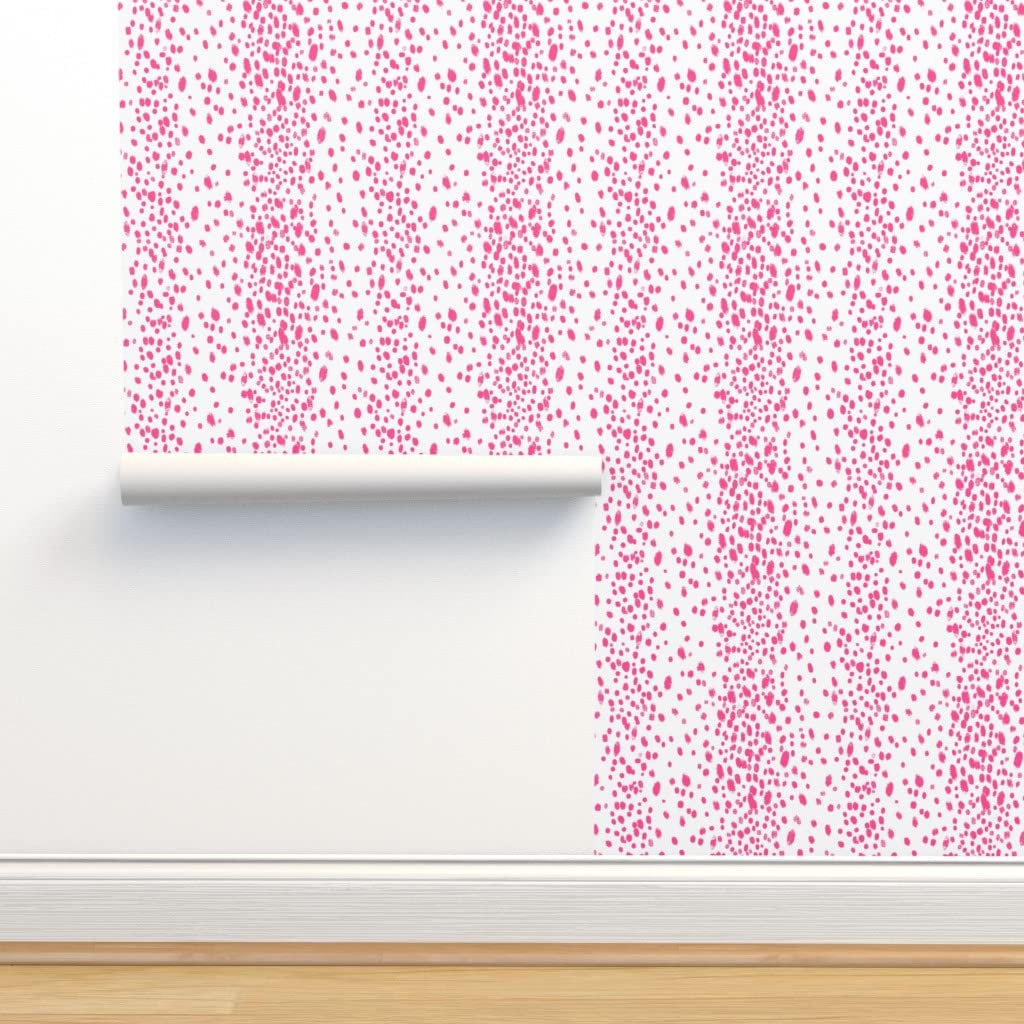 Commercial Grade Wallpaper Swatch - Pink Hot Abstract Animal Print Dots for Modern Nursery & Home Decor | Peel & Stick Wallpaper Samples by Spoonflower | Perfect for Girls' Rooms, Accent Walls & DIY Projects