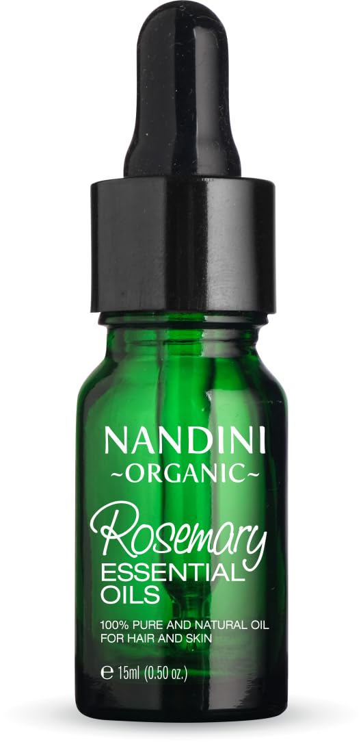 Nandini Organic Rosemary Essential Oil | 100% Pure & Natural | Multipurpose Oil for Skin & Hair Care | Controls Sebum, Prevents Dandruff & Promotes Hair Growth | Aromatherapy & Scalp Treatment | Perfect for DIY Beauty, Massage & Relaxation