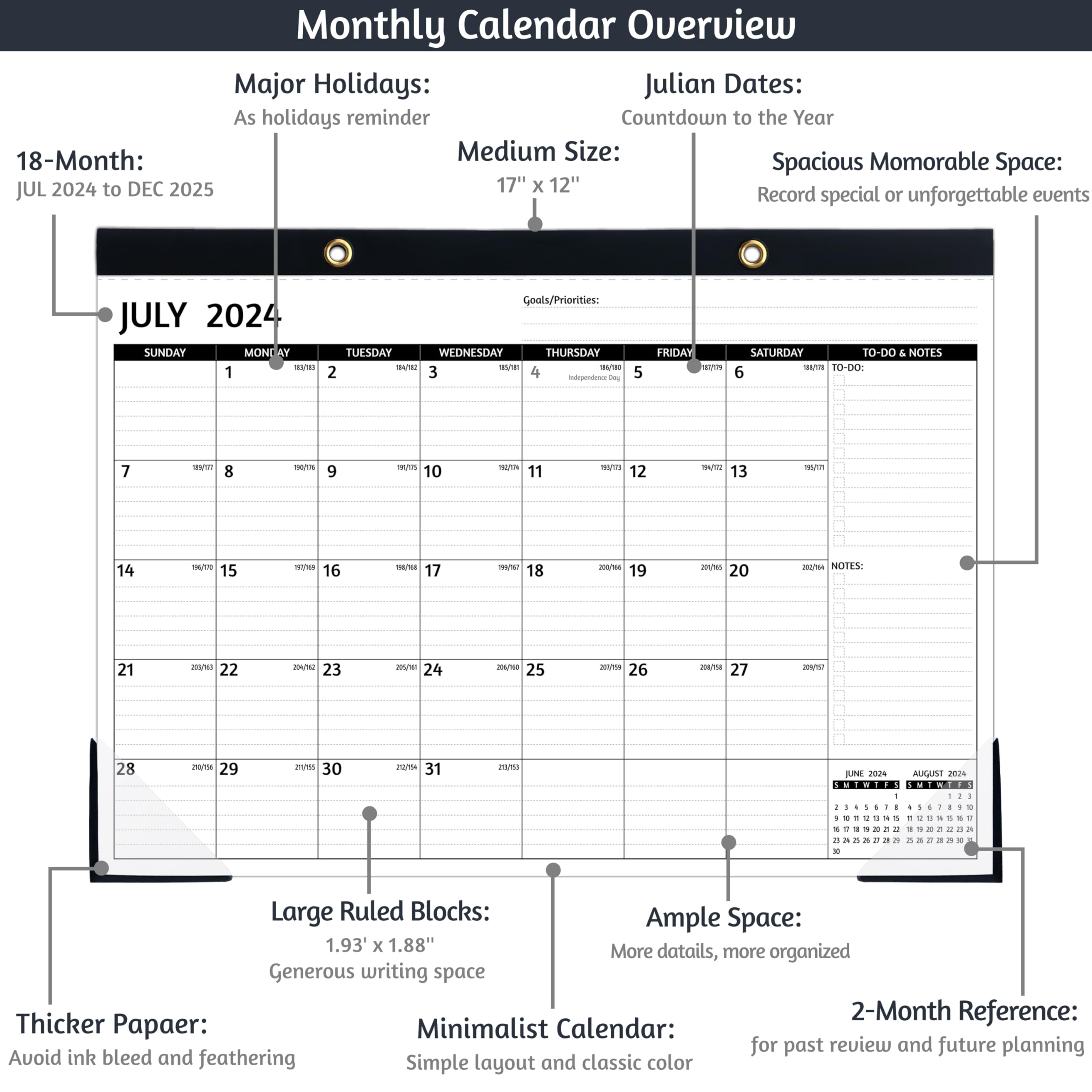 2024-2025 Monthly Desk Calendar (July 2024 - December 2025) - 18-Month Large Planner 17