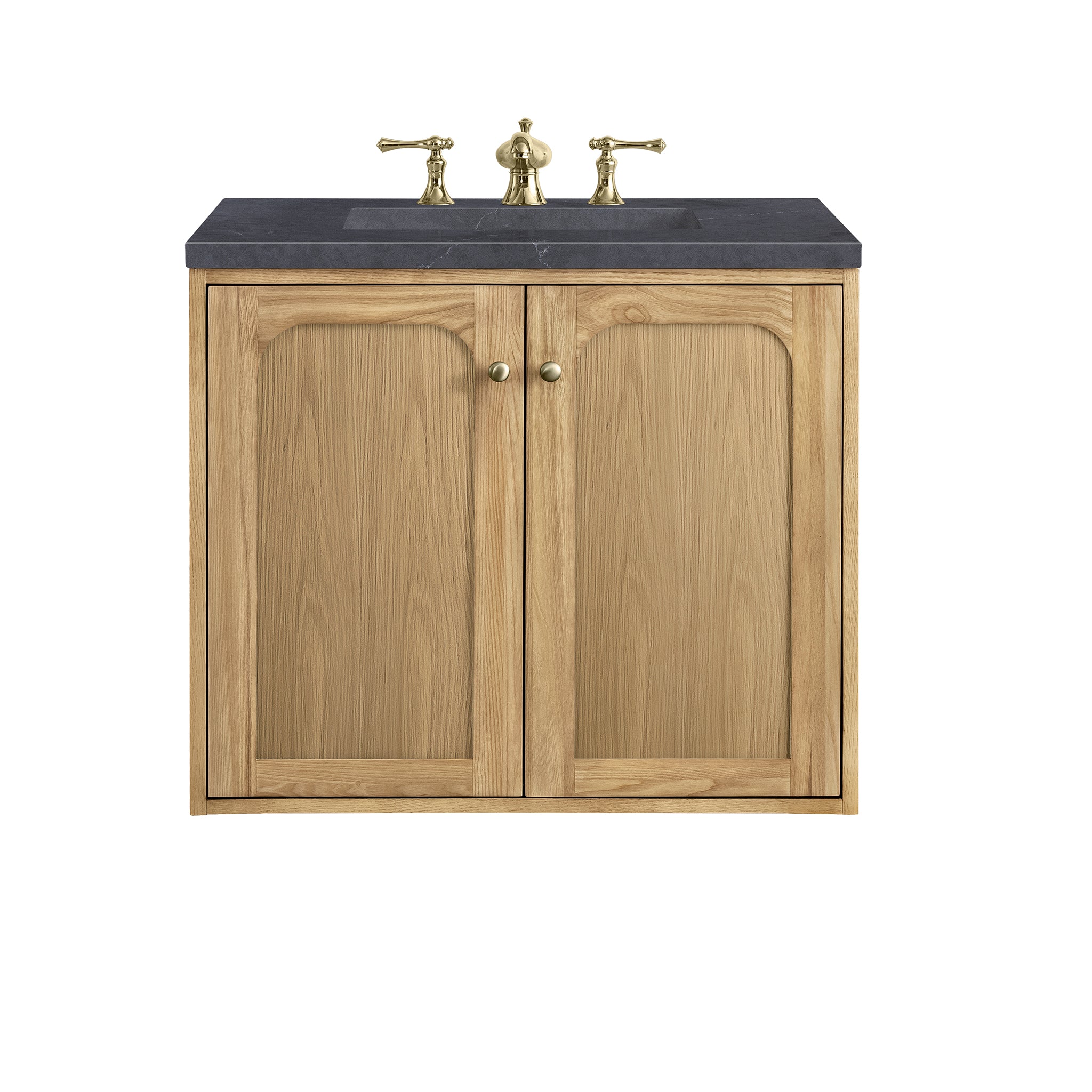 Laurent 30 Inch Single Bathroom Vanity with Light Natural Oak Finish and 3CM Charcoal Soapstone Top - Perfect for Modern Master Bathrooms & Powder Rooms