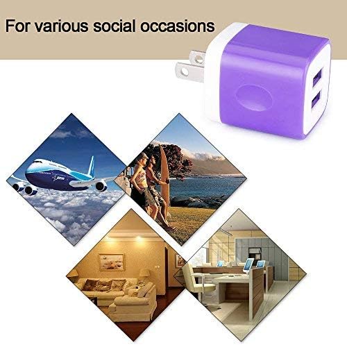 Sicodo 3-Pack USB Wall Charger Block - Dual Port Fast Charging Cube Power Adapter for iPhone 16/15/14/13/12/SE/X/8, Samsung Galaxy S24/S23/S22/S21, LG, Moto - Perfect for Home, Office & Travel Charging