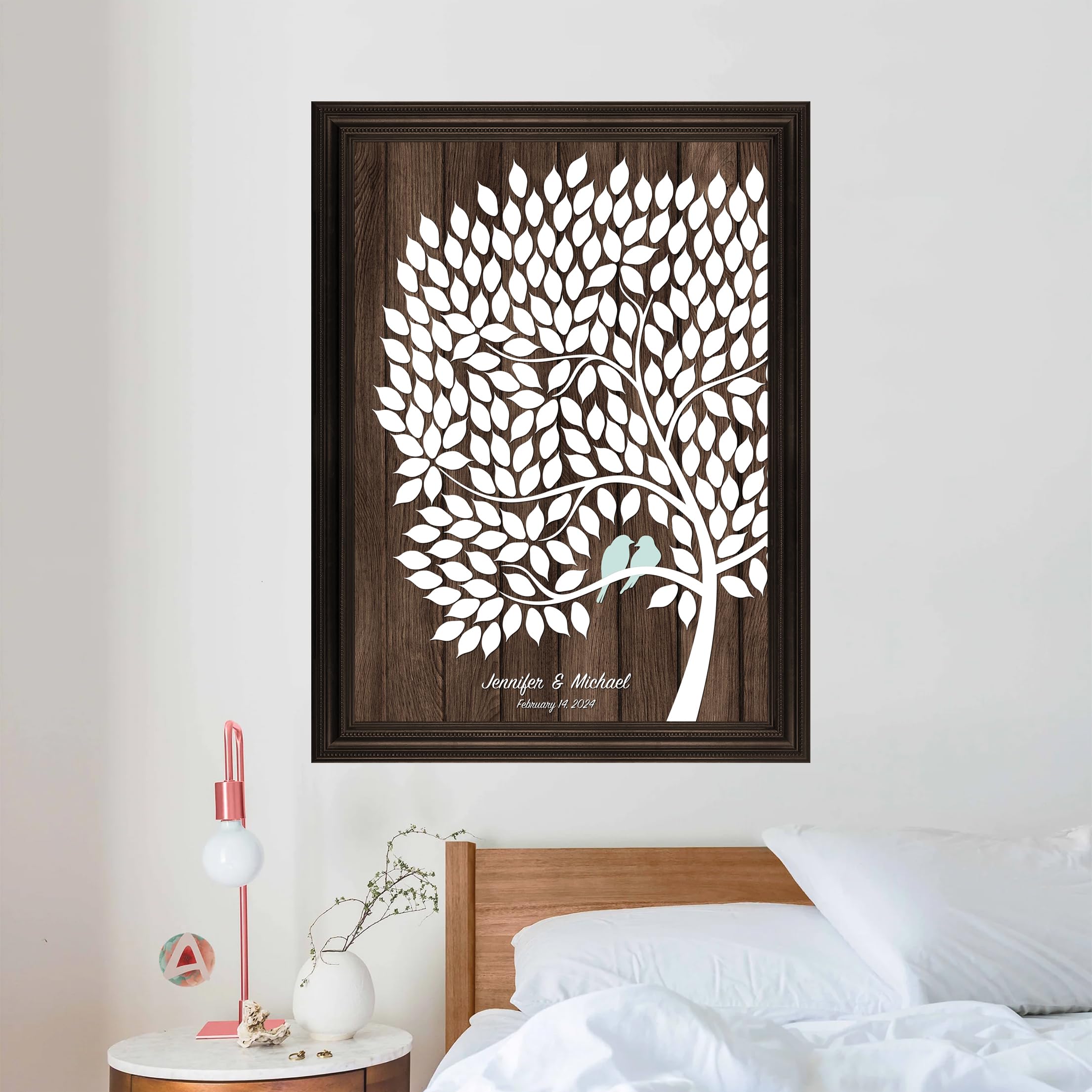 Personalized Wedding & Anniversary Guest Book Poster - Custom Tree Design with Love Birds - Unique Alternative to Traditional Guest Books - Perfect for Weddings, Anniversaries & Special Events