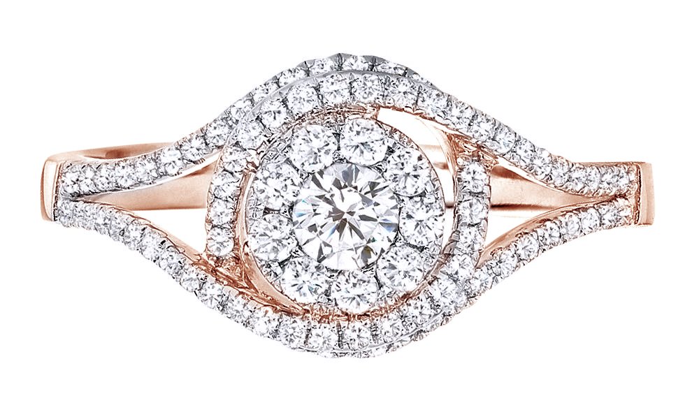 AFFY 0.5 Carat Natural Diamond Halo Ring in 14K Solid Gold - Elegant Wedding Band & Anniversary Jewelry Gift for Women