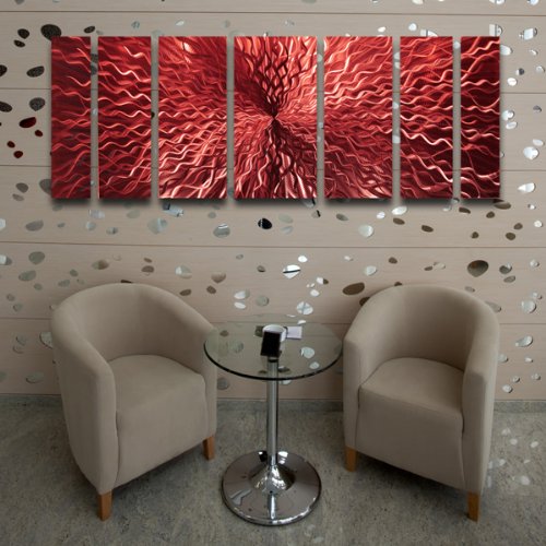 Modern Abstract Metal Wall Sculpture - Rhythmic Energy Red Contemporary Artwork for Home & Office Decor | Perfect for Living Room, Bedroom or Entryway