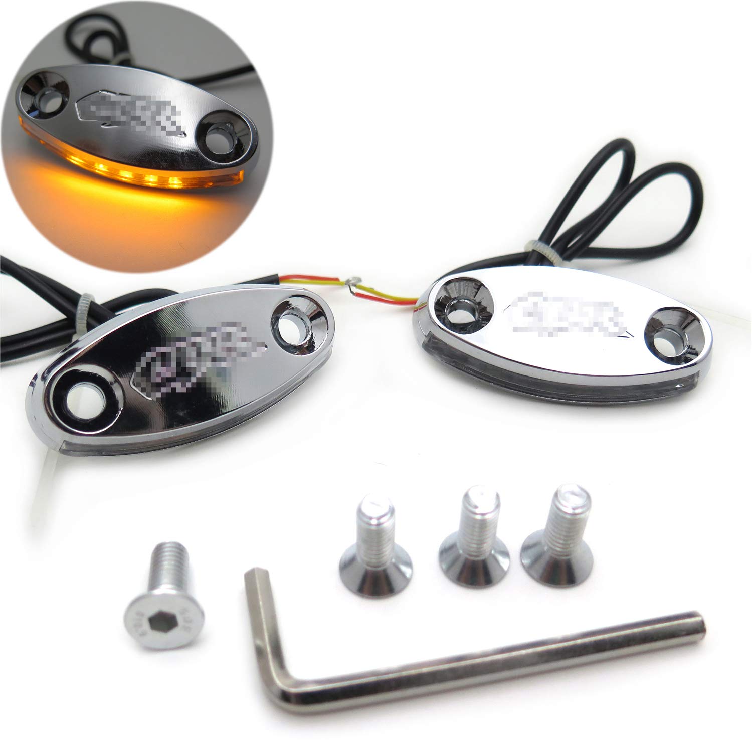 HTTMT Chrome Mirror Block Off Plate LED Compatible with 2004-2007 Honda CBR1000RR Fireblade - MT222-008A-CBR | Motorcycle Accessory for Racing & Street Performance