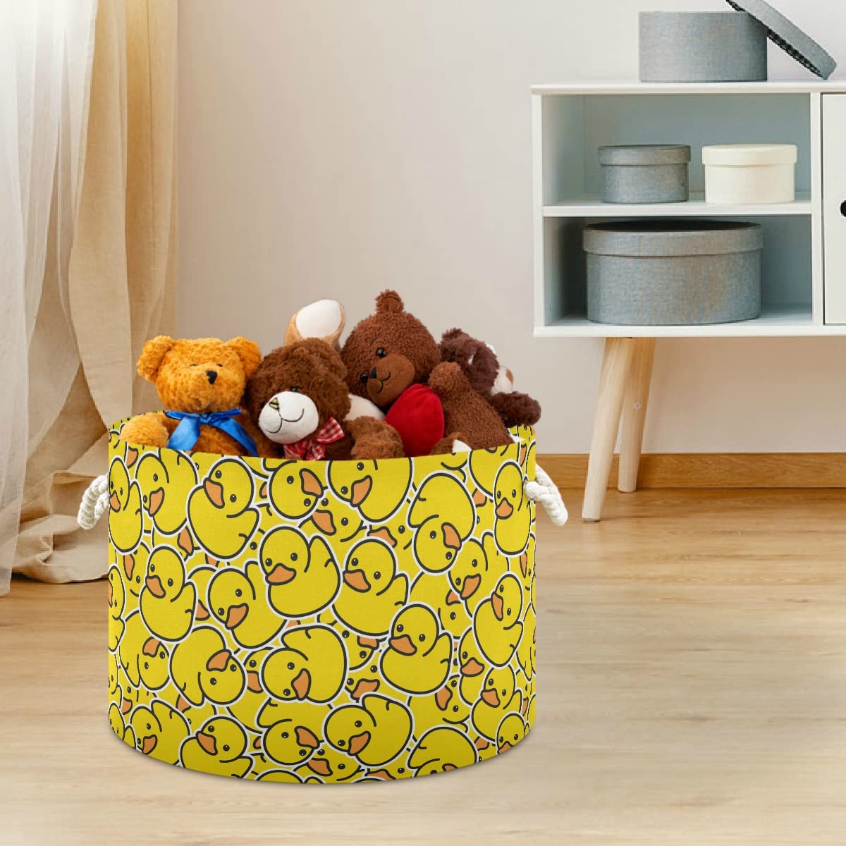Large Rubber Duck Toy Storage Basket - Kids Laundry Hamper for Nursery, Clothes, Toys & Books - Waterproof Organizer Bin for Playroom, Bedroom & Bathroom Decor