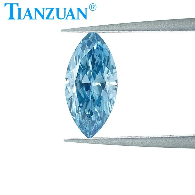 1ct VS1 Lab Grown Marquise Cut CVD Diamond - Fancy Intense Blue Color, 2EX Cut, Loose Gemstone with GEMID Certification | Perfect for Engagement Rings, Wedding Bands & Fine Jewelry Making