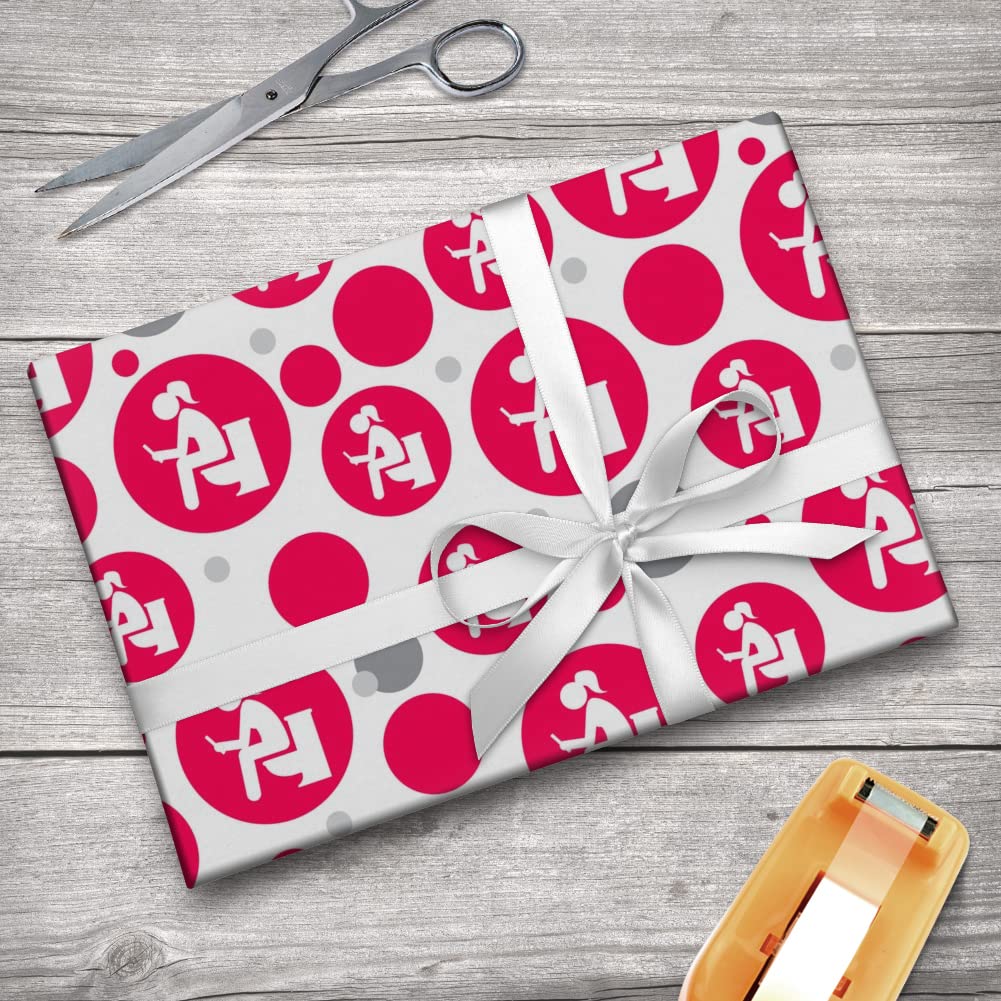 Funny Toilet Humor Wrapping Paper Roll - Girl Pooping Sitting on Toilet Design - Perfect for Gag Gifts, Birthday Pranks & Bathroom Decor