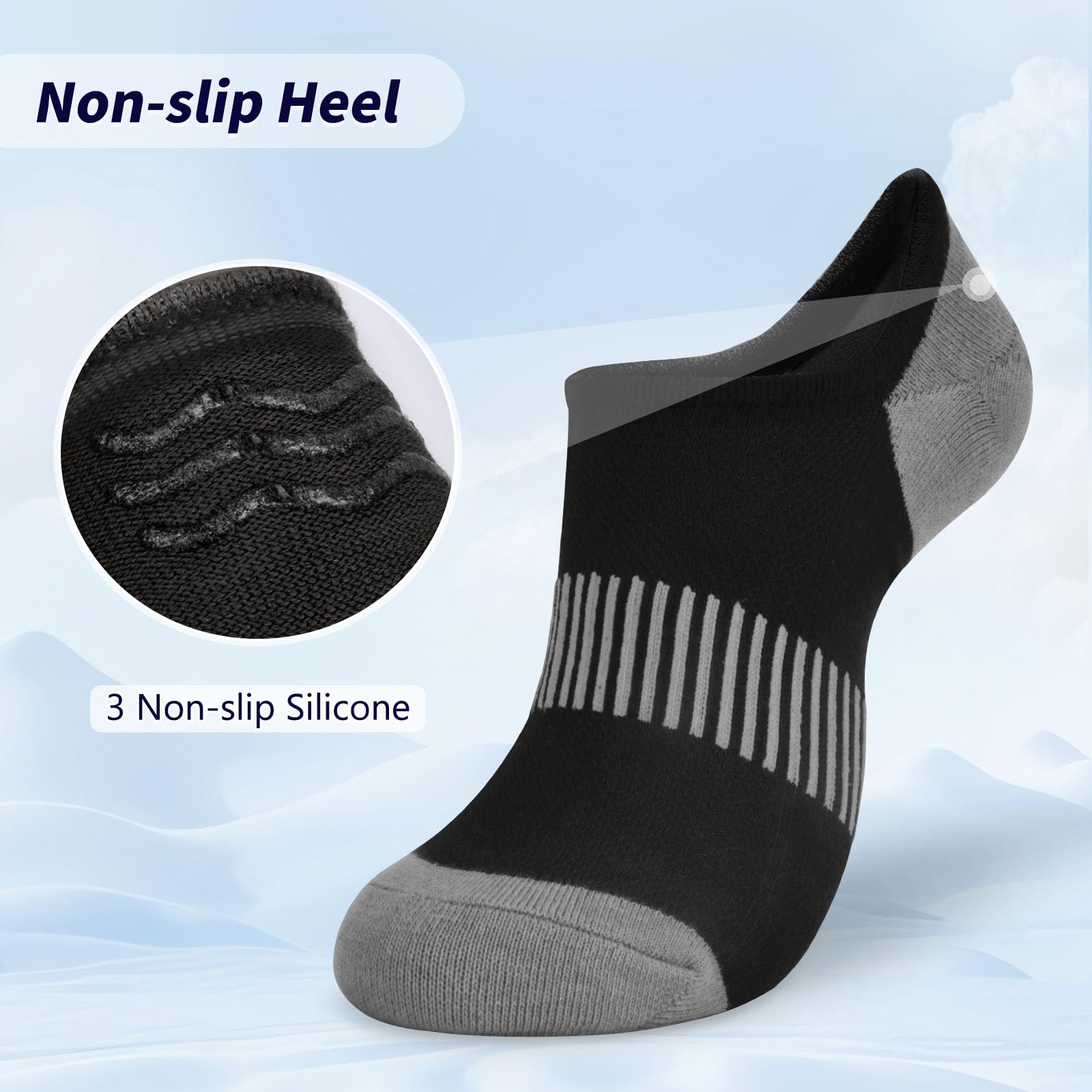 Women's No Show Socks - Breathable Cotton Low Cut Invisible Ankle Socks with Non-Slip Grip (Size 6-11) - Perfect for Sneakers, Loafers & Casual Shoes