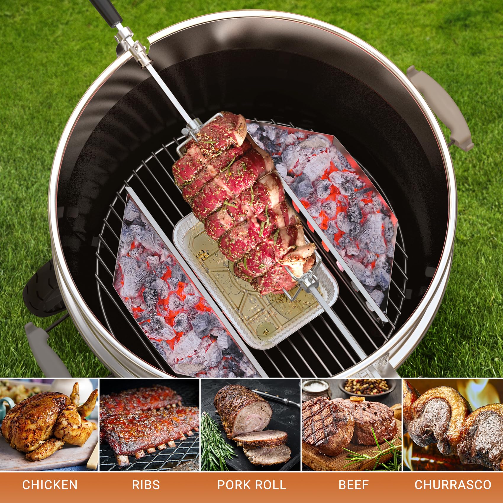 Onlyfire 6003 Grill Rotisserie Spit Meat Forks (1-Pair) - Replacement Forks Compatible with 1/2-Inch Hexagon, 3/8-Inch & 5/16-Inch Square Spit Rods - Perfect for Rotisserie Chicken, Turkey, Pork & BBQ Grilling