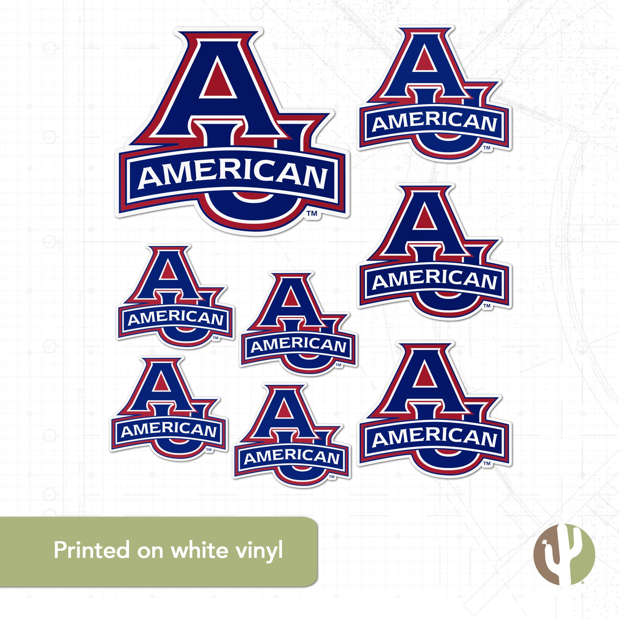 AU Eagles Vinyl Decals - Desert Cactus American University Stickers for Laptop, Water Bottle, Car & Scrapbook | Durable Waterproof Decal Sheet | Perfect for School Spirit, College Dorm Decor & Fan Gifts