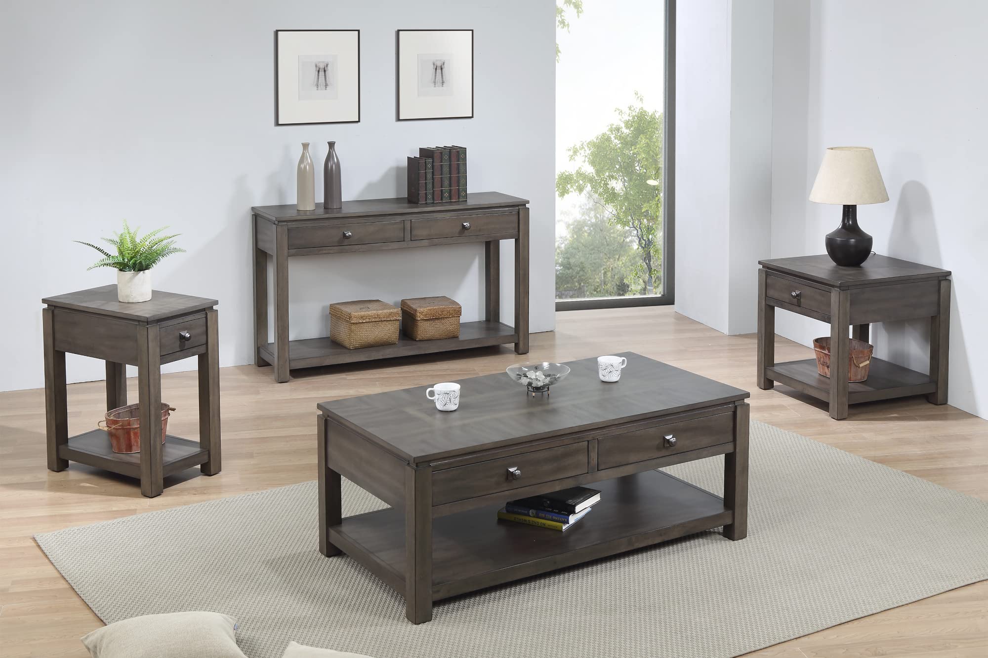 Shades of Gray Weathered Grey Coffee Table - Modern Distressed Wood Living Room Furniture for Home Decor, Perfect for Living Room, Bedroom & Office