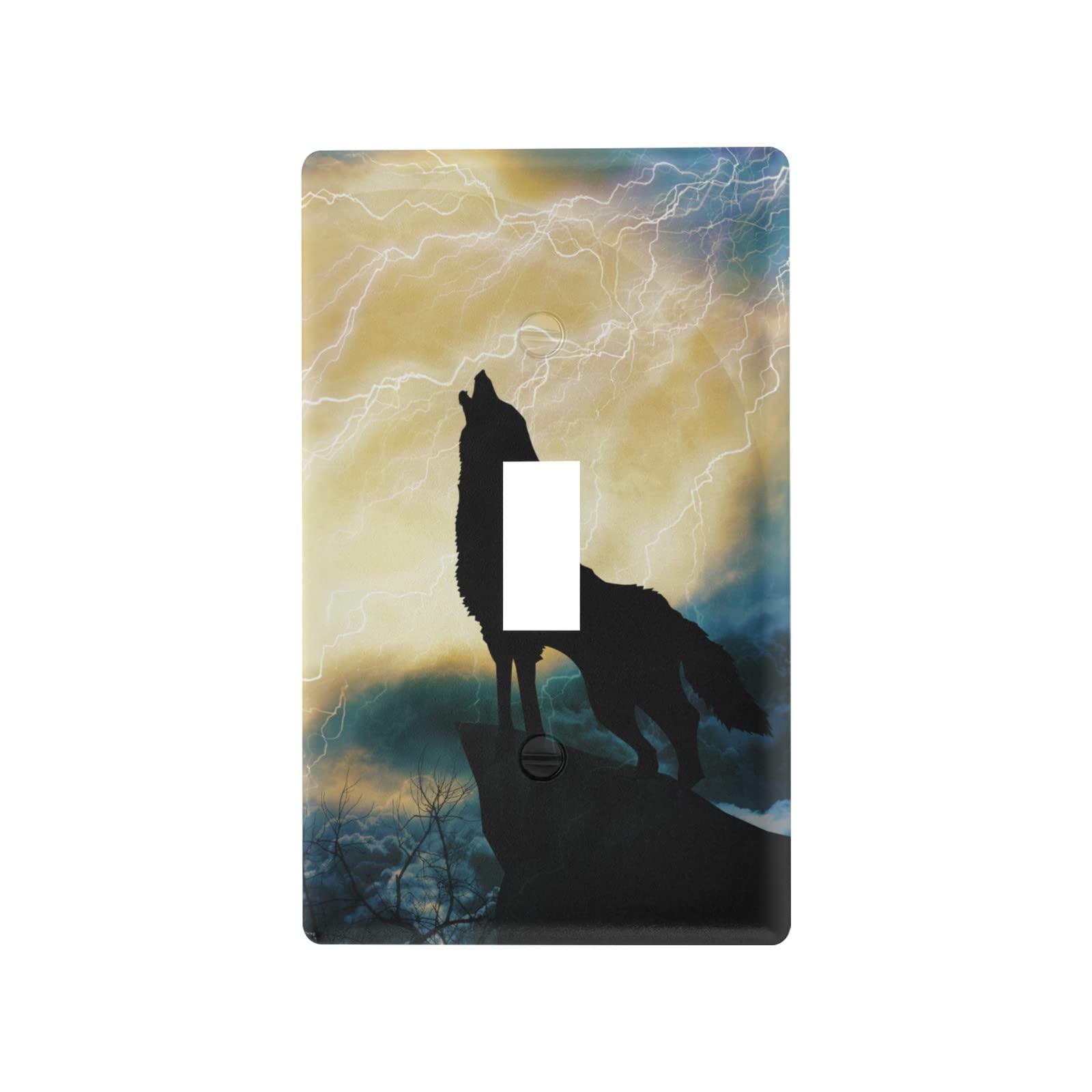 Wolf Thunderstorm Single Toggle Light Switch Plate Cover - Decorative Electrical Outlet Cover for Home, Office, Bedroom & Living Room - Durable & Stylish Wall Plate for Light Switches & Power Outlets