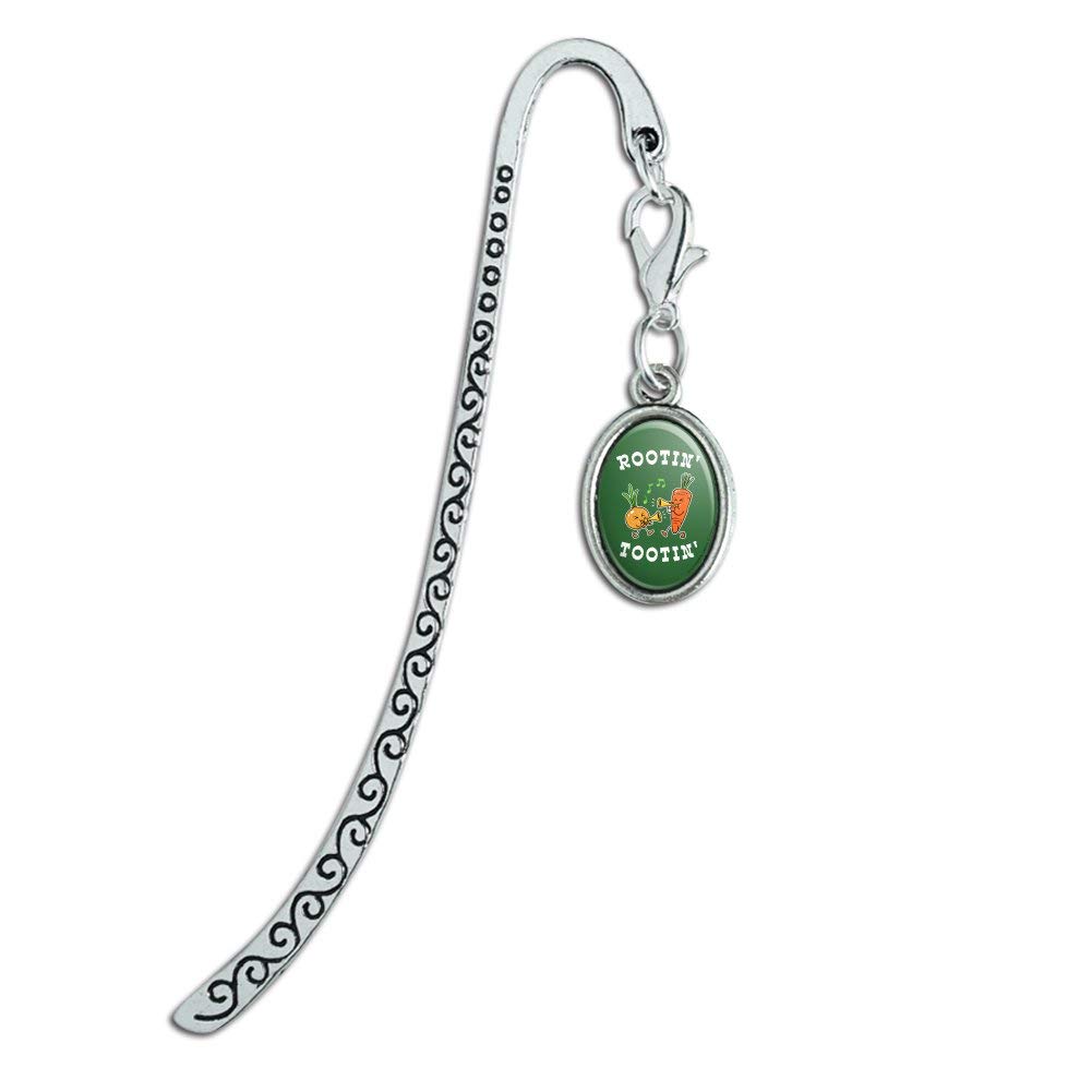 Funny Root Vegetables Humor Metal Bookmark - Rootin' Tootin' Veggie Page Marker with Oval Charm for Book Lovers & Garden Enthusiasts | Perfect Gift for Readers, Plant Lovers & Gardening Gifts