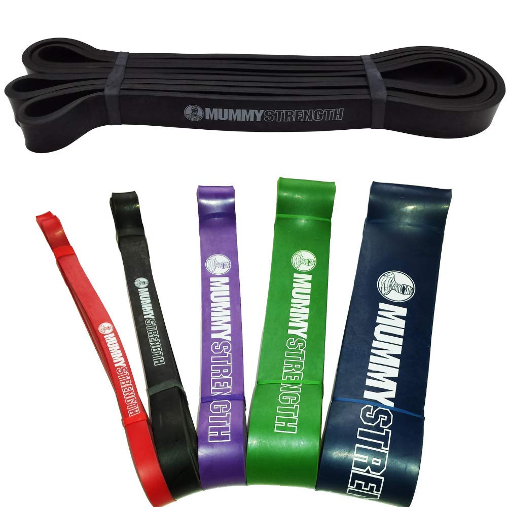 MummyStrength Resistance Bands for Men & Women - Heavy Duty Pull Up Assist Bands for Powerlifting, Strength Training & Home Workouts. Perfect for Pull Up Bars, Door Anchors & Gym Stations. Includes Workout Guide & Exercise Examples for Beginners to Advanced Athletes