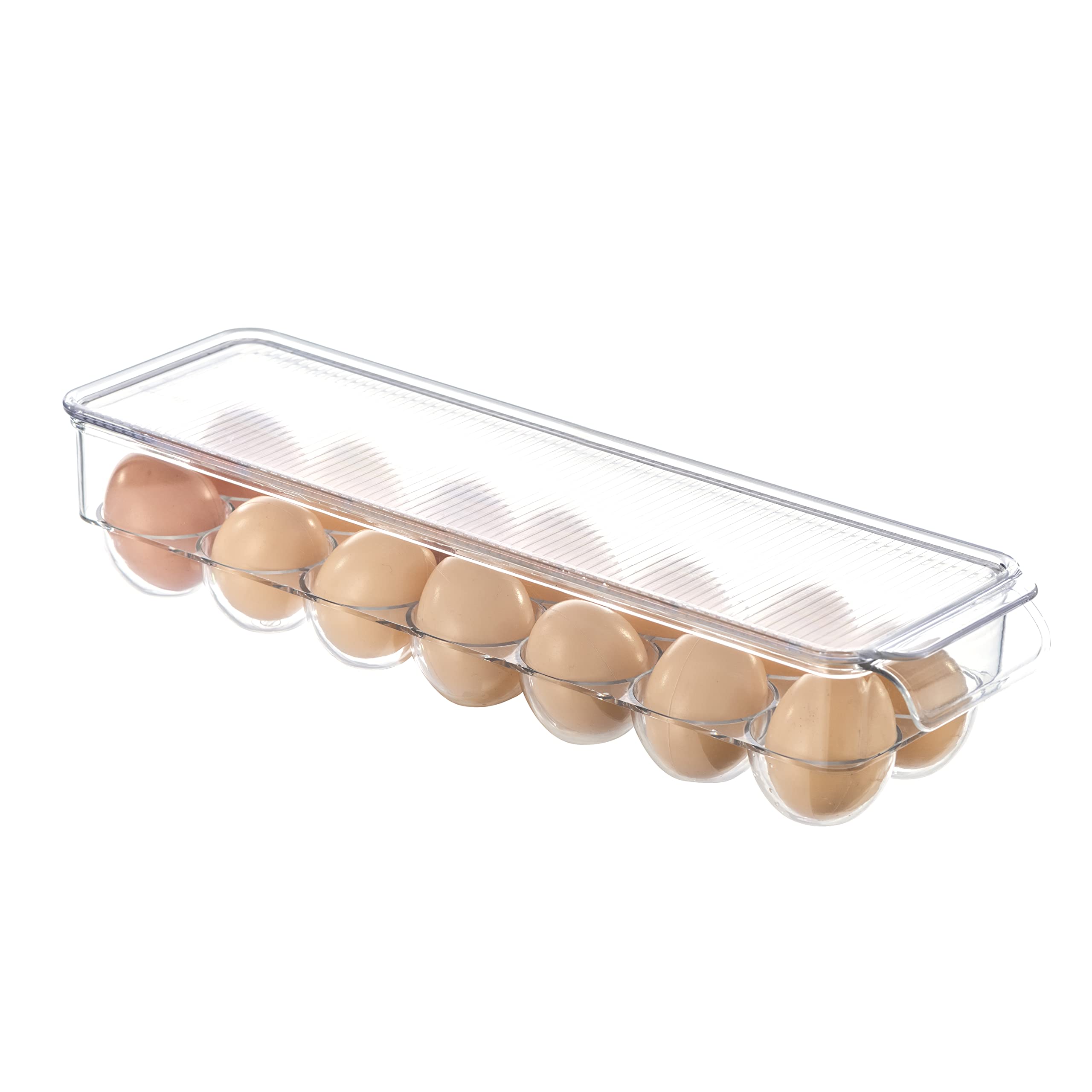 Acrylic Egg Holder for Refrigerator - 14 Count Egg Container with Lid, Refrigerator Organizer Bins & Storage Tray - Perfect for Kitchen Organization, Breakfast Meal Prep & Fresh Egg Storage