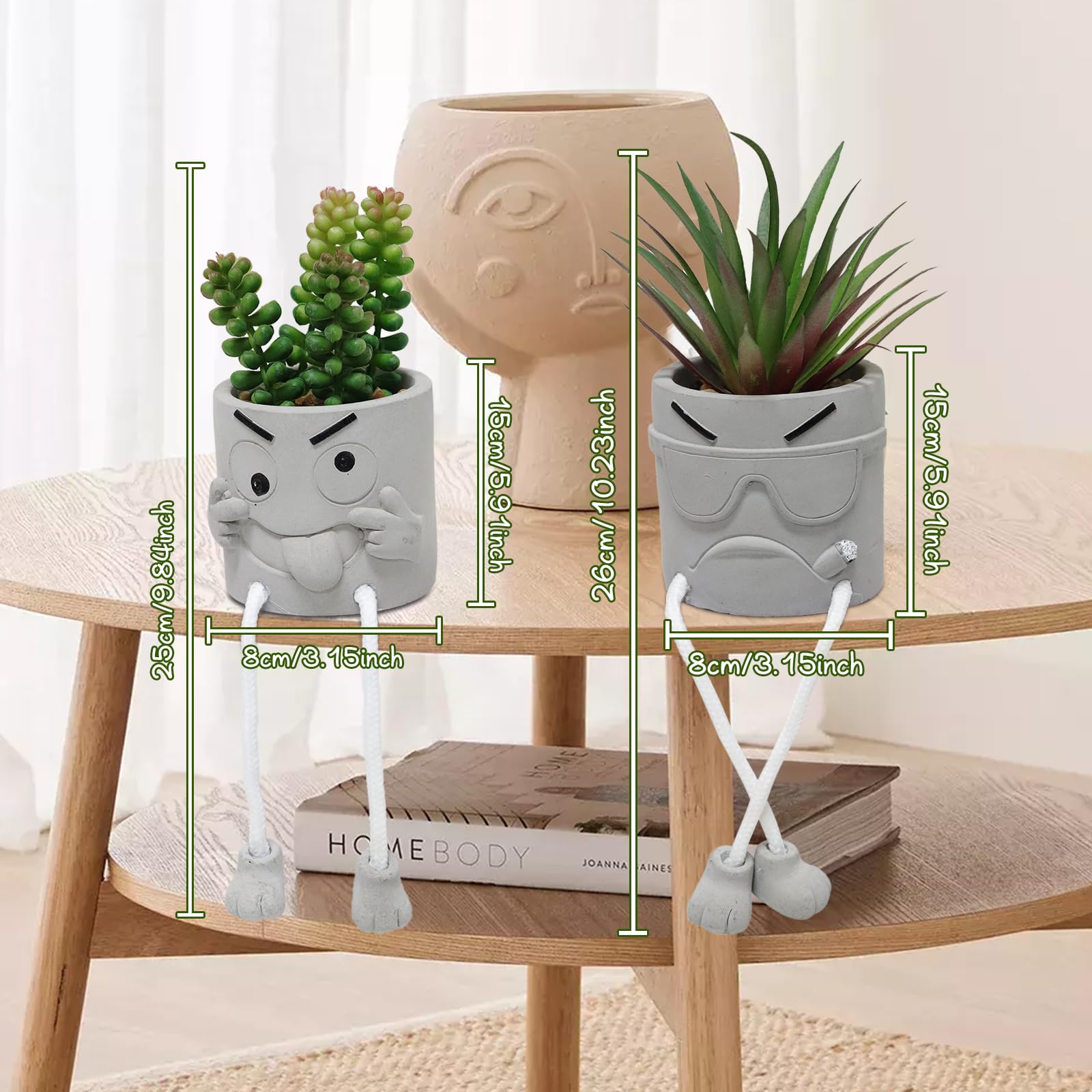 2PCS Artificial Succulent Plants - Mini Fake Plants for Home, Office & Bathroom Decor - Cute Faux Plants for Windowsill, Desk & Shelf Decor - Perfect for Indoor Greenery & Gift Giving