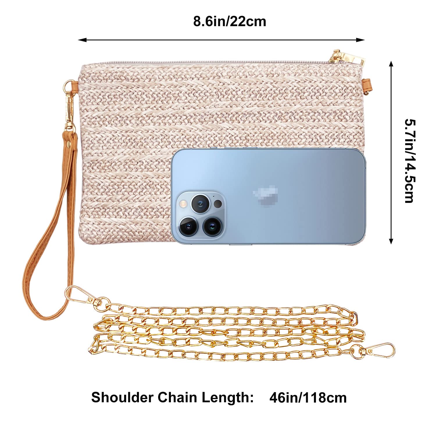 Beurlike Women's Straw Clutch Purse - Beach Wristlet Wallet & Small Crossbody Bag for Girls | Perfect for Summer Vacations, Beach Parties, and Casual Outings