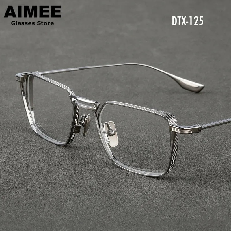 Aimee Unisex Full Rim Square Double Bridge Titanium Eyeglasses 4125 - Lightweight Durable Frame for Reading, Work & Fashion - Perfect for Office, School & Everyday Wear