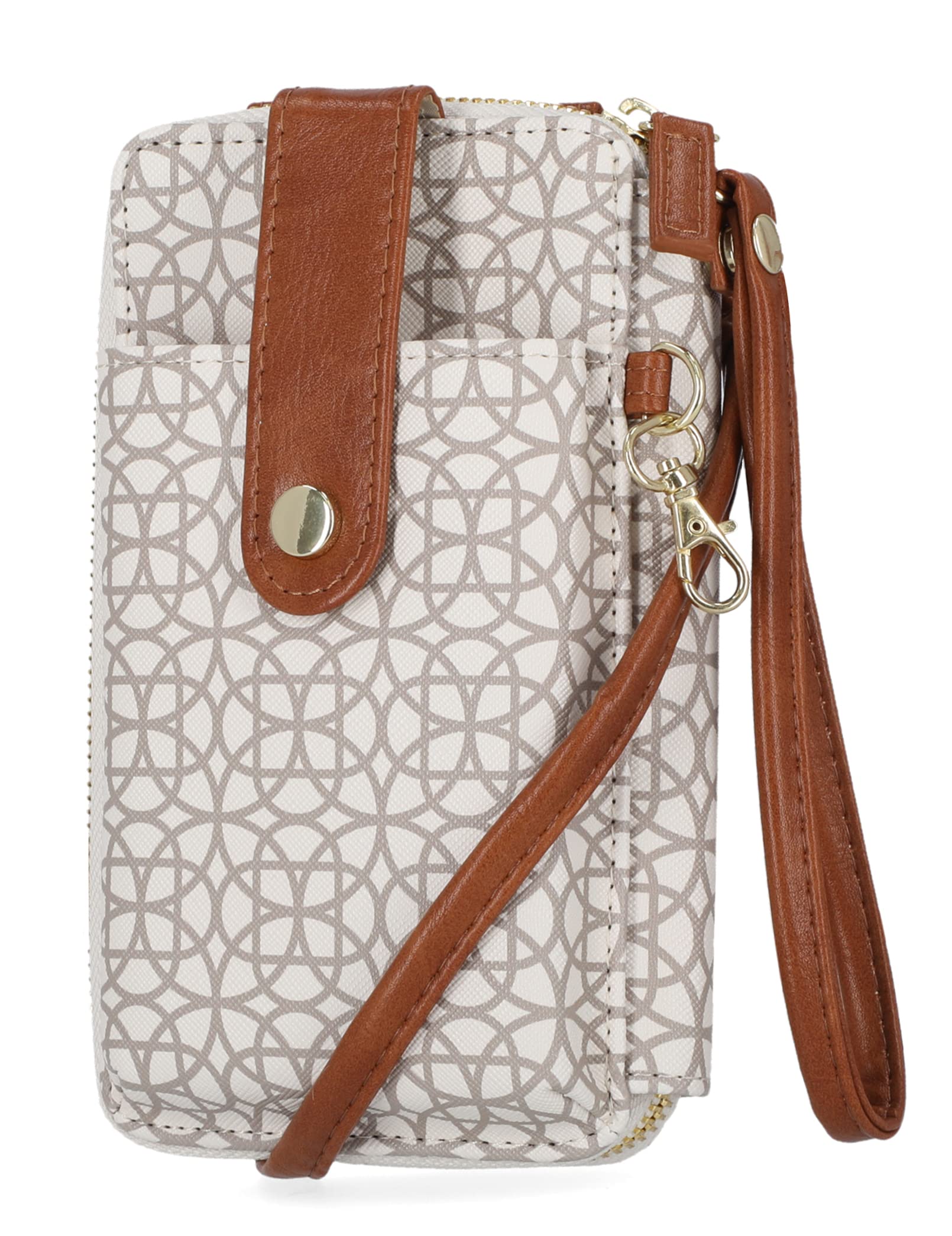 RFID Blocking Crossbody Wallet Bag for Women - Compact Vegan Leather Phone Holder Purse - Travel Size Anti-Theft Shoulder Bag - Perfect for Daily Use, Shopping & Travel (Bridgehampton Sand)