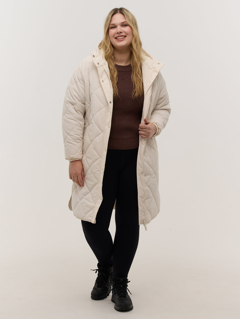 Genie Diamond Quilted Midi Parka Jacket for Women - Winter Warm Coat with Hood, Waterproof Windbreaker Outerwear - Perfect for Snow, Hiking & Daily Commute
