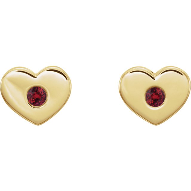 14K Gold 0.08 CTW Genuine Ruby Heart Stud Earrings for Women - Valentine's Day Gift, Anniversary Present, Romantic Jewelry for Her