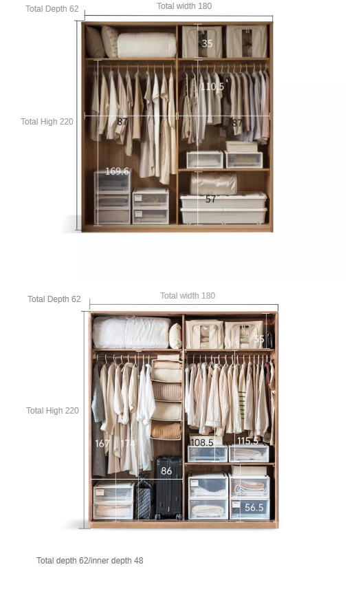 Solid Oak Wood Sliding Door Wardrobe Closet - Modern Storage Solution for Bedroom, Living Room & Office Organization
