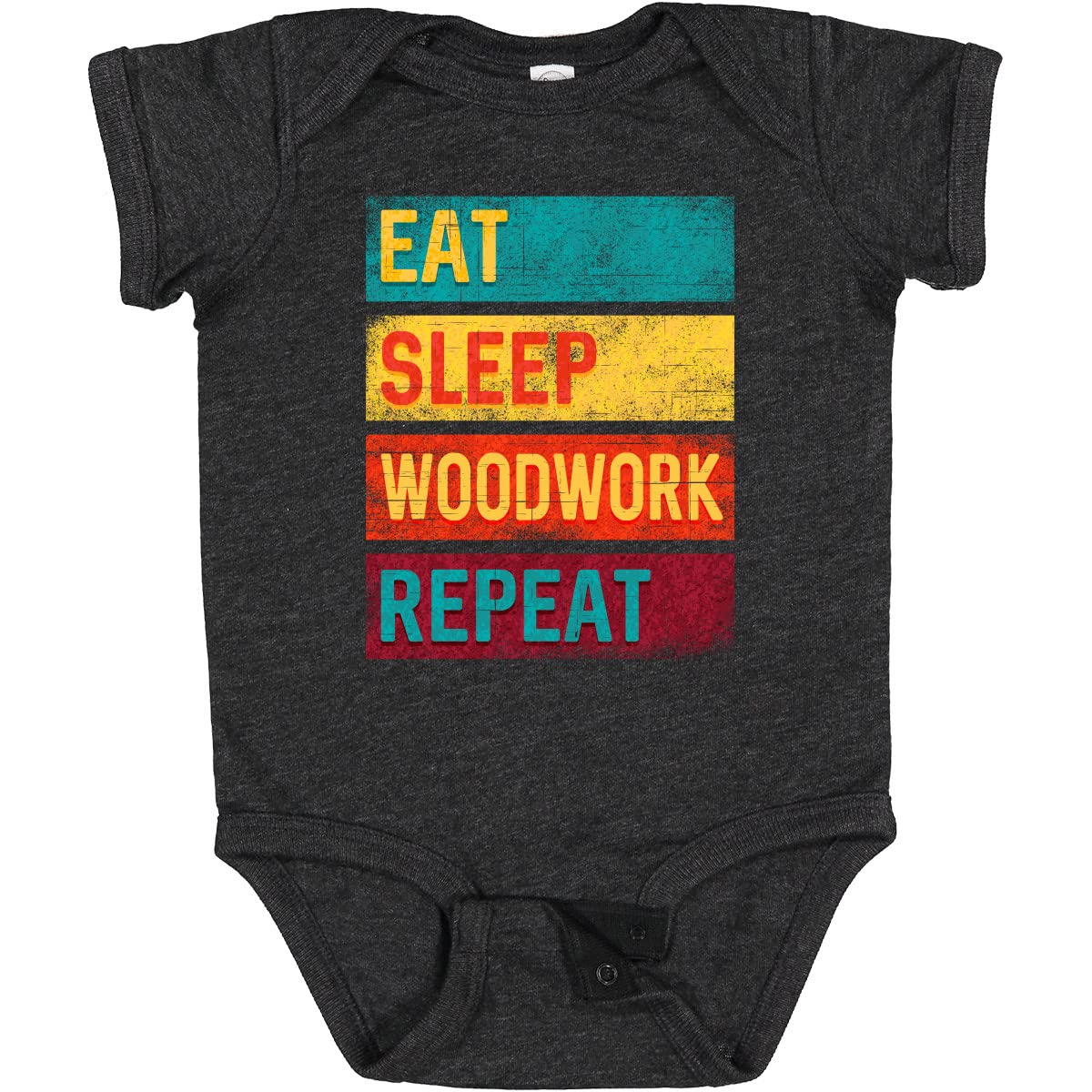 Inktastic Woodworking Eat Sleep Woodwork Repeat Baby Bodysuit - Funny Woodworker Gift for Newborns & Toddlers - Perfect for DIY Dads, Craftsmen & Woodworking Enthusiasts