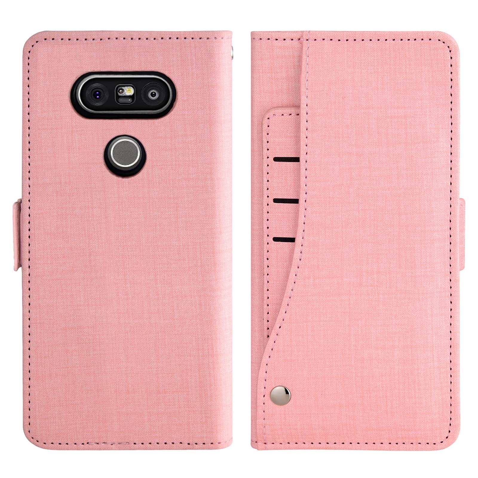 ASUWISH Wallet Case for LG G5 - Leather Flip Cover with Card Holder & Stand, Tempered Glass Screen Protector | Compatible with LG G5 SE/LG5/G5 5G | Perfect for Men, Women & Teens (Pink) - Ideal for Work, Travel & Everyday Protection
